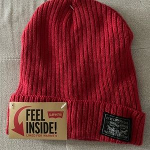 Levi’s red fleece lined beanie